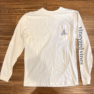 Vineyard Vines White Long Sleeve Tee with Hockey Graphics
